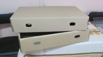 Karton, pudełko tekturowe składane, wykonane z tektury trójwarstwowej szarej